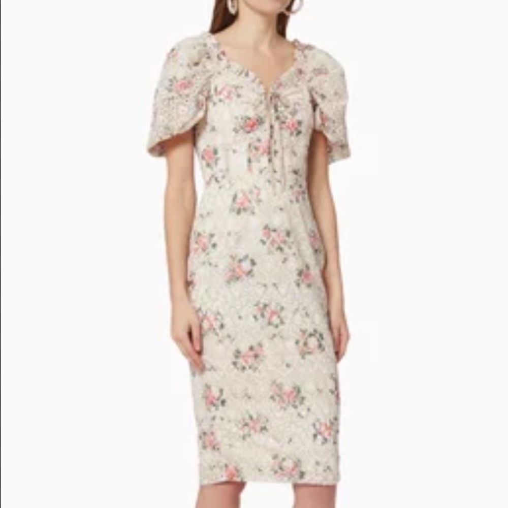 Lavish Alice Floral Eyelet Corset Midi Dress Spring Easter